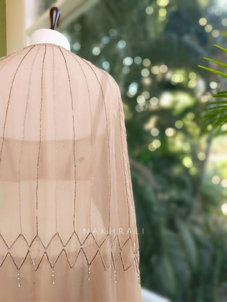 Arista Brown Satin Indo-Western Lehenga with Sequin Bead Work