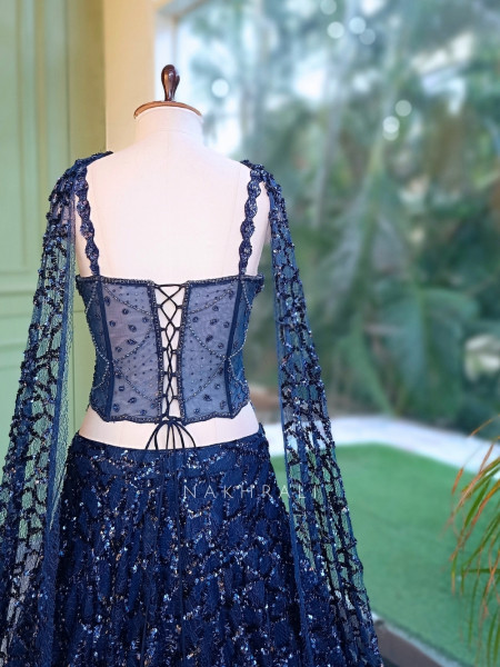 Koa Midnight Blue Indo-Western Lehenga
