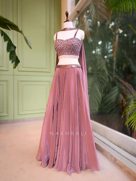 Mocha Glow Nude Brown Embellished Lehenga Set
