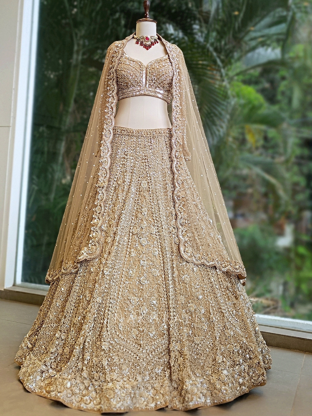 Ivory Bliss Bridal Lehenga Elegant Beige Wedding Attire