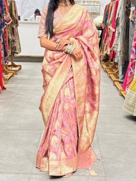 Vrata Pink Saree with Readymade Blouse
