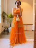 Soft Splendor Orange Suit Set with Necklace Dupatta