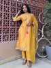 Kavira Mustard Suit Set with Scallop Lace Detail