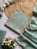 Zariya Noor Sea Green Dress Material with Zari and Sequin Work