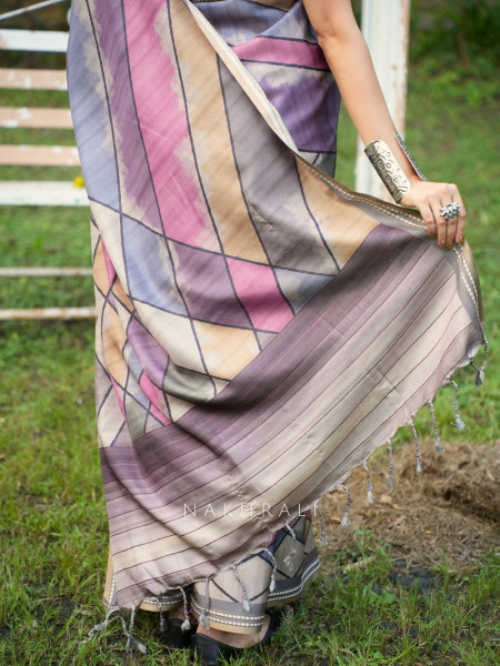 Zyani Multicolor Silk Saree with Artistic Geometric Print