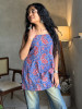 Mira Blue Printed Spaghetti Strap A-Line Top