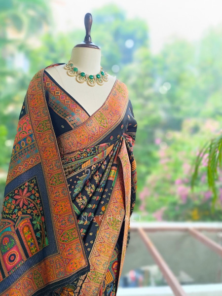 Mahira Tale Black Dola Silk Saree