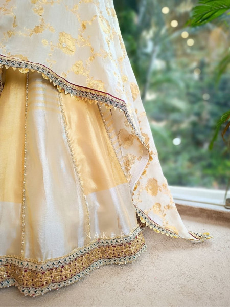 Kanakriti Golden Gota Mirror Work Lehenga