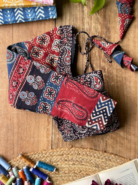 Sutr-rang Black Blouse Mixed Print Detail