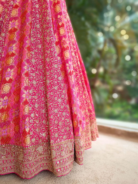 Ruhani Magenta Brocade Lehenga with Zari and Sequin Work