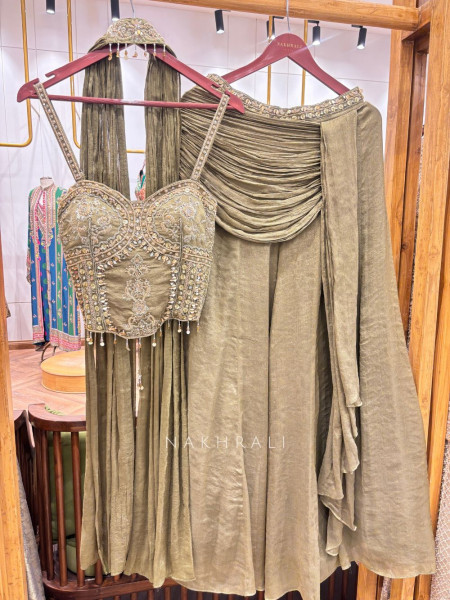 Olympus Bronze Green Corset Skirt Set