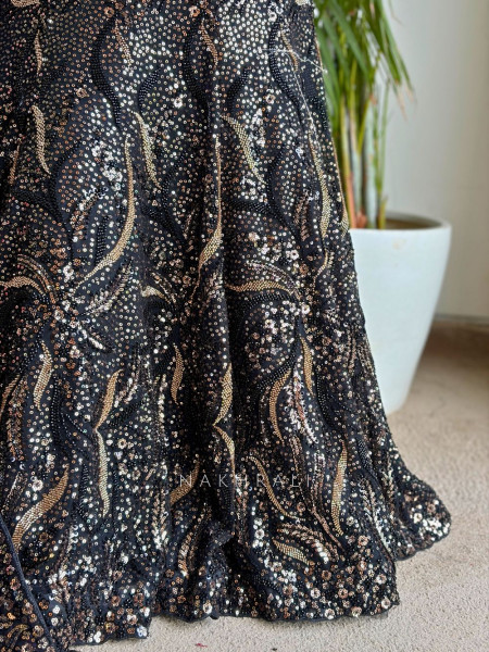 Afra Black Indo-Western Mermaid Lehenga