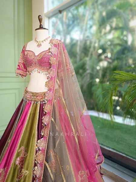 Sargam Multi-Paneled Peacock Feather Lehenga