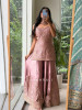 Noor-e-Aura Scalloped Droplet Fusion Pink Plazo Set
