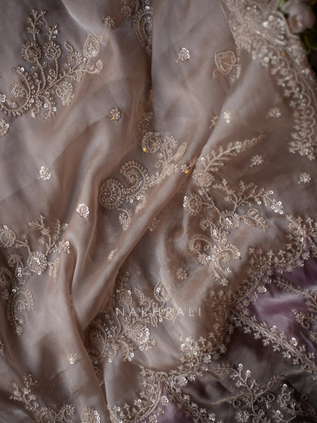 Lilac Reverie Light Purple Organza Silk Saree