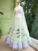 Enchanted Bloom Green Net Lehenga with Sequin &amp; Floral Embroidery