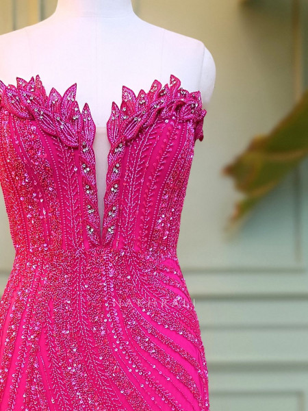 Fuchsia Flame Magenta Soft Net Gown