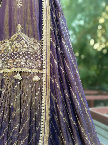 Zorynth Purple Kurta Sharara Set with Zari Embroidery