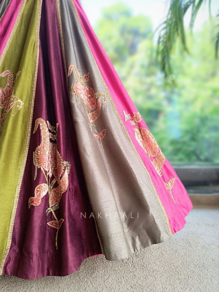 Sargam Multi-Paneled Peacock Feather Lehenga