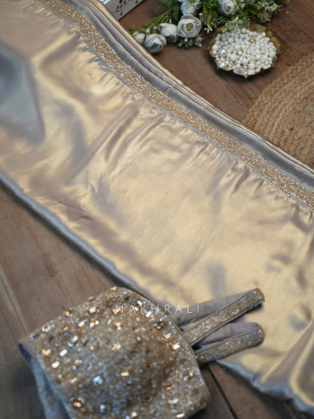 Shamira Golden Saree with Readymade Blouse