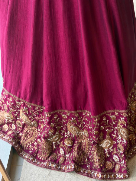 Dastaan Wine Chinon Kalidar Anarkali Set