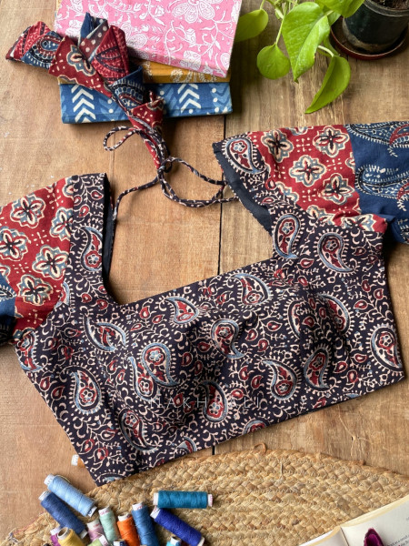 Sutr-rang Black Blouse Mixed Print Detail