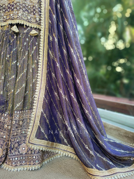Zorynth Purple Kurta Sharara Set with Zari Embroidery