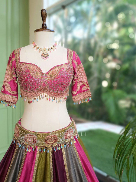 Sargam Multi-Paneled Peacock Feather Lehenga
