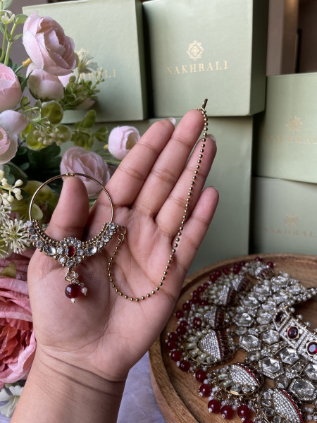 Zeenatara Red Bridal Polki Jewellery Set