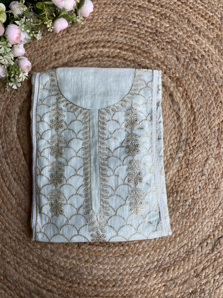 Saanjh Sky Blue Embroidered Dress Material