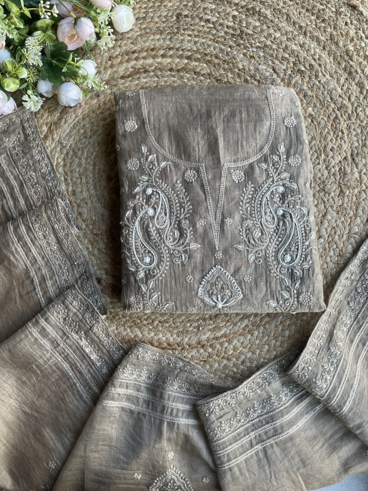 Image of Grace Chickoo Embroidered Suit Material