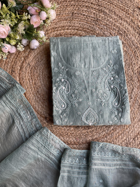 Grace Teal Green Embroidered Suit Material