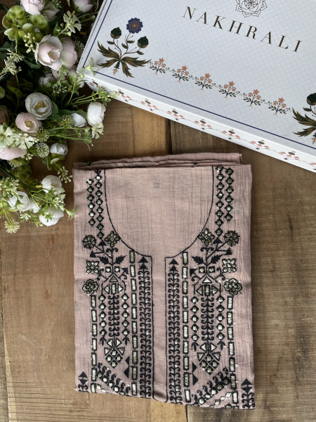 Noir Garden Light Purple Embroidered Dress Material Set