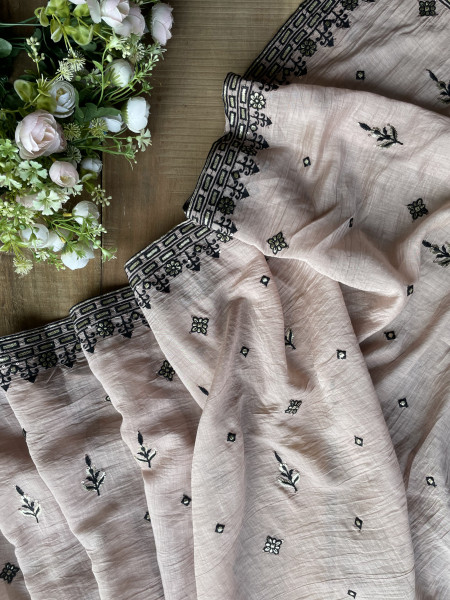 Noir Garden Light Purple Embroidered Dress Material Set