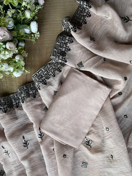 Noir Garden Light Purple Embroidered Dress Material Set