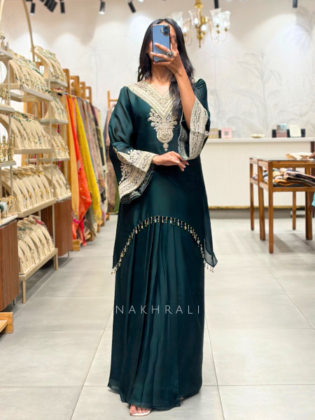 Mehtab Green Silver-Yoke Kurta Skirt Set