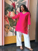 Rainbow Magenta Short Kurti Minimal Border Detail