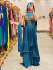 Inaaz Teal Blue Indo Western Set with Cut Dana Work