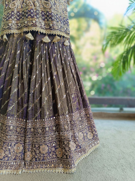 Zorynth Purple Kurta Sharara Set with Zari Embroidery
