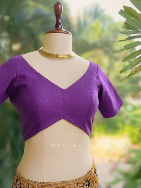 Malika Solid Purple Cotton Silk Blouse