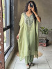 Riyana Green Kaftan Set with Heavy Embroidered Neckline