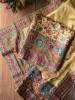 Noorani  Golden Dola Silk Dress Material Set with Dabka &amp; Bead Work