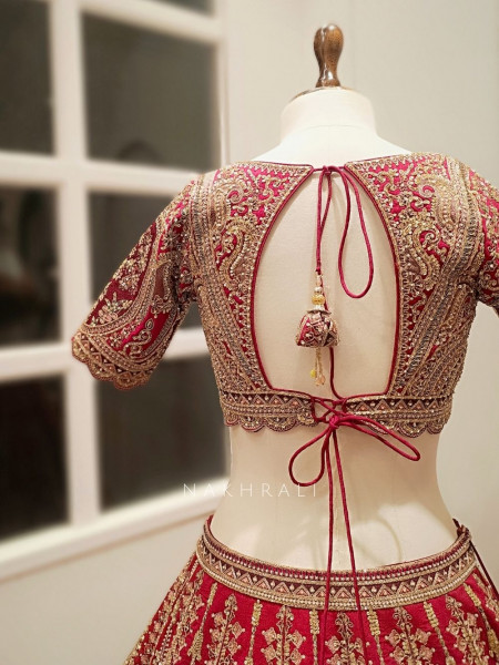 Vyanjana Red Bridal Lehenga with Zari Sequin Bead Work