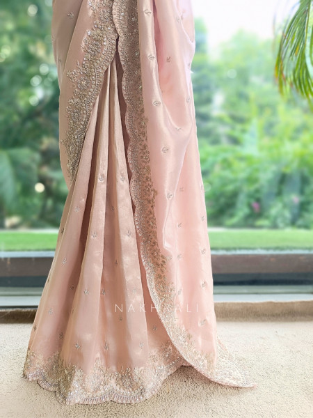 Blush Monolith Onion Pink Georgette & Satin-Shimmer Silk Saree