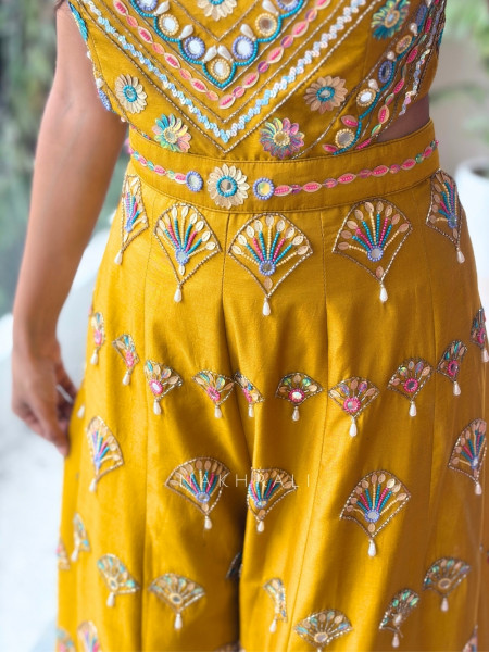 Sunlit Empress  Yellow Silk Blend Indo-Western Jumpsuit