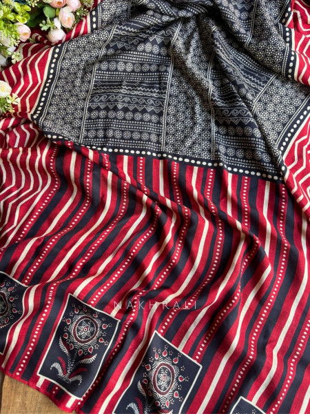 Aavya Maroon Cotton Silk Printed Suit Fabric