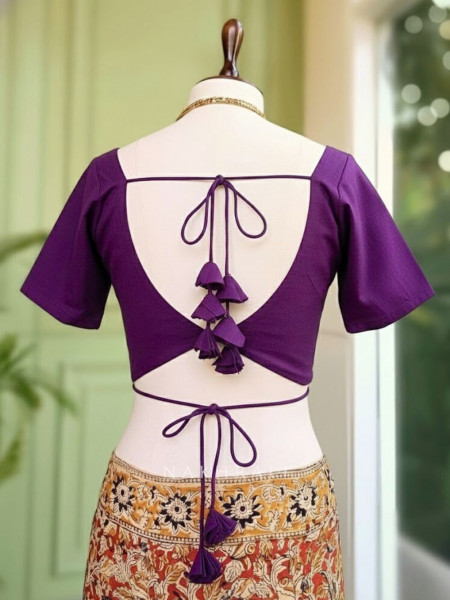 Malika Solid Purple Cotton Silk Blouse