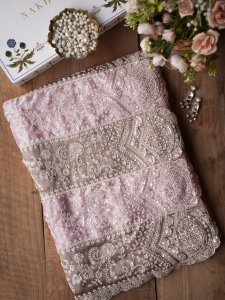 Lilac Reverie Light Purple Organza Silk Saree