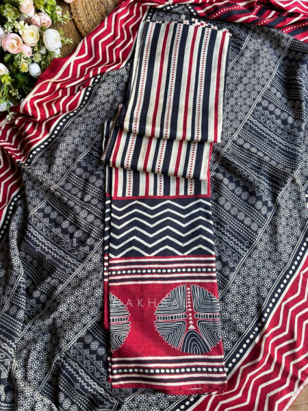 Aavya Maroon Cotton Silk Printed Suit Fabric