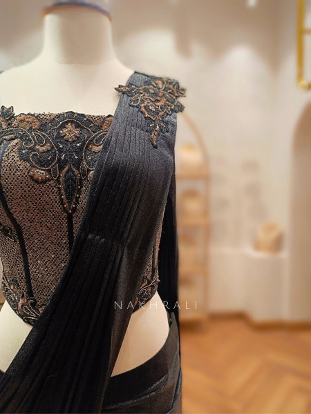 Vireya Black Corset Drape Saree Set